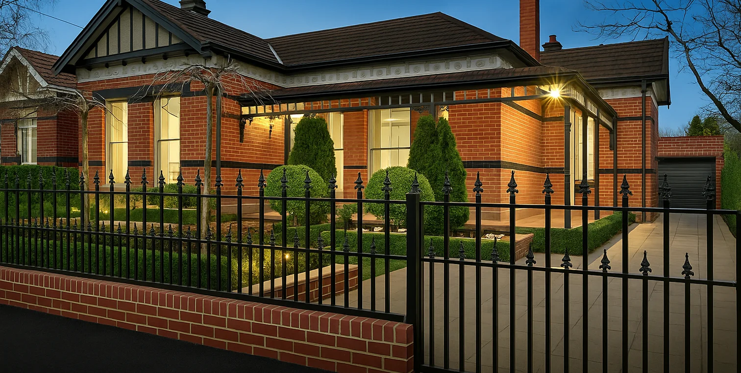 Metal fence panels front of the house in London